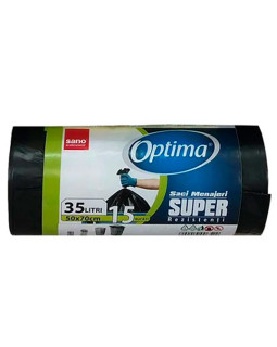 Saci menajeri Sano Optima negri 35L, 15 buc