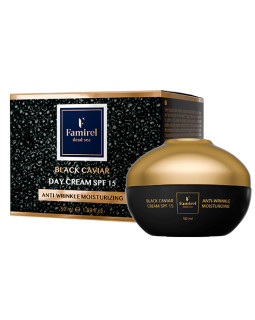 Cremă de zi hidratantă antirid Famirel Black Caviar SPF 15, 50 ml